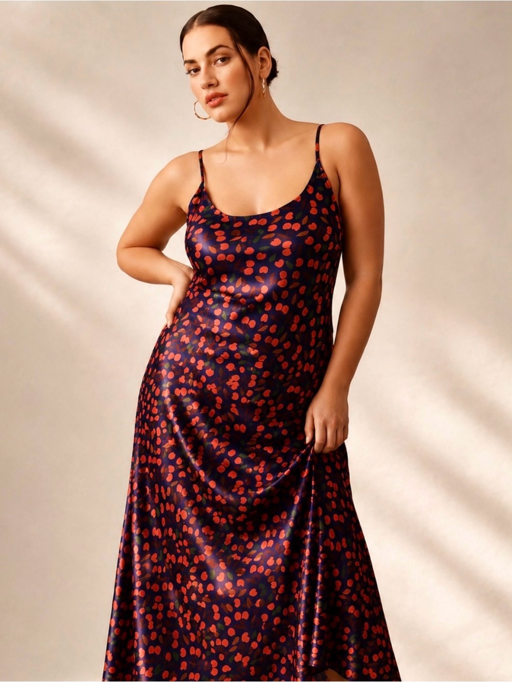 Anthropologie Conditions Apply Elva Cherry Midi Slip Dress Size 3X Plus